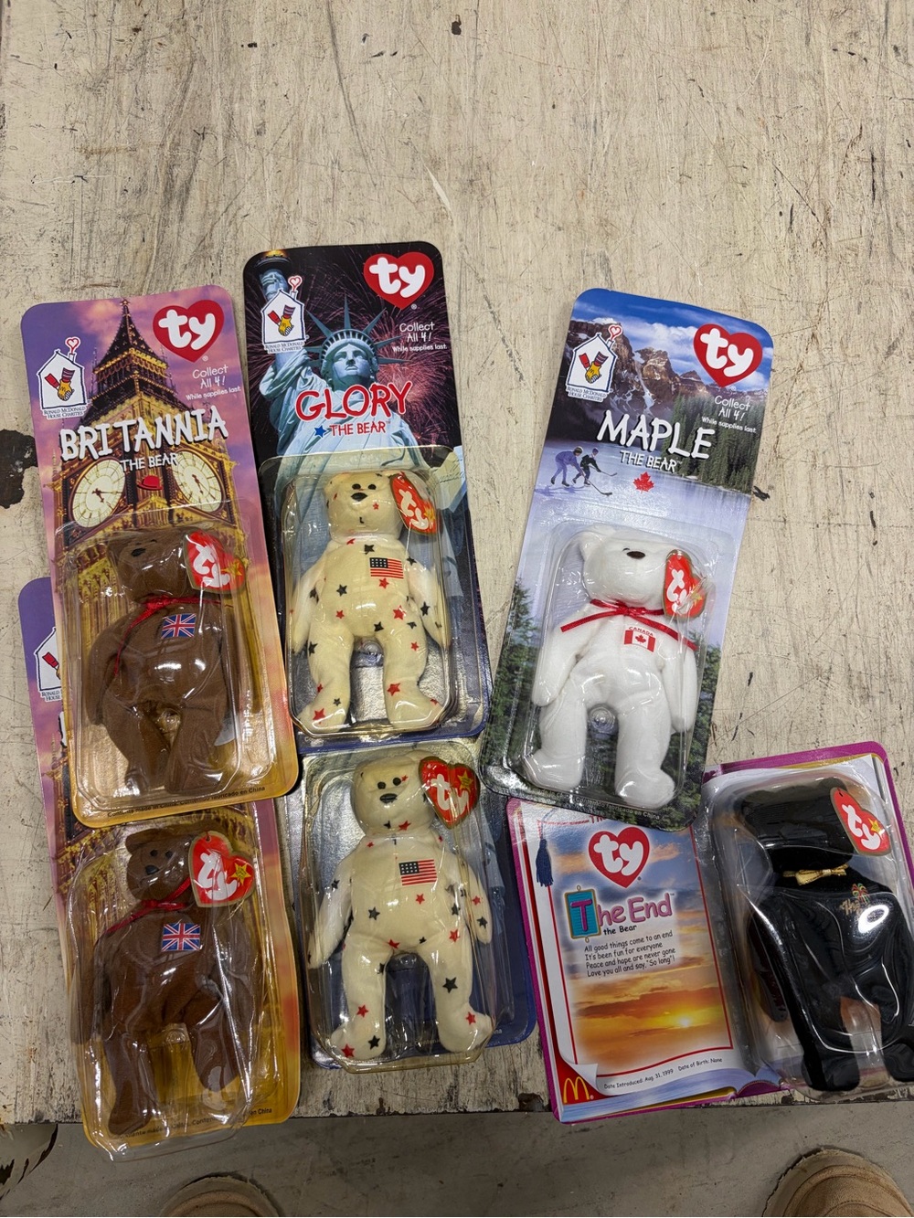 Vintage Ty Collectible Bears - White, Brown, Cream, Black